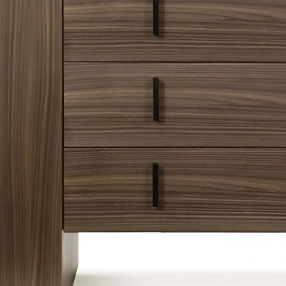 55" Walnut Marble Solid And Manufactured Wood Three Drawer Dresser HomeRoots