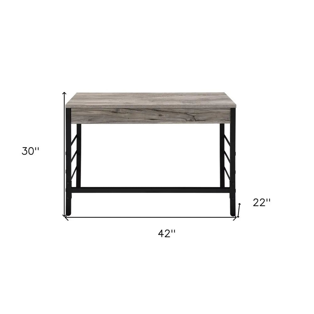 42" Brown and Black Writing Desk With Two Drawers HomeRoots