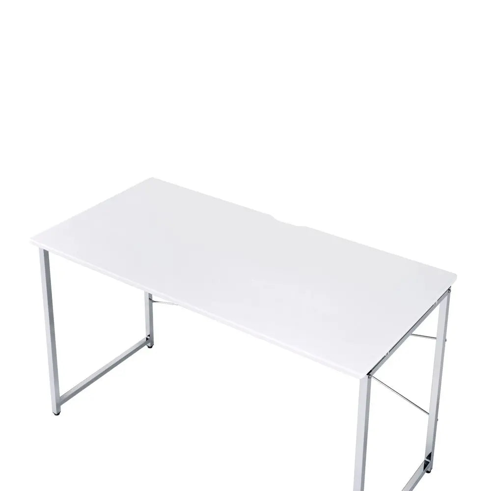 47" White and Silver Writing Desk HomeRoots