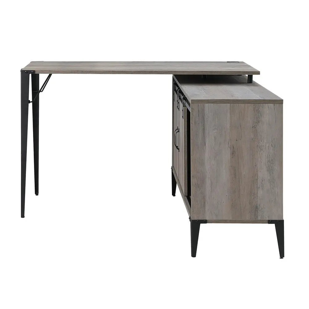48" Gray and Black L Shape Writing Desk HomeRoots