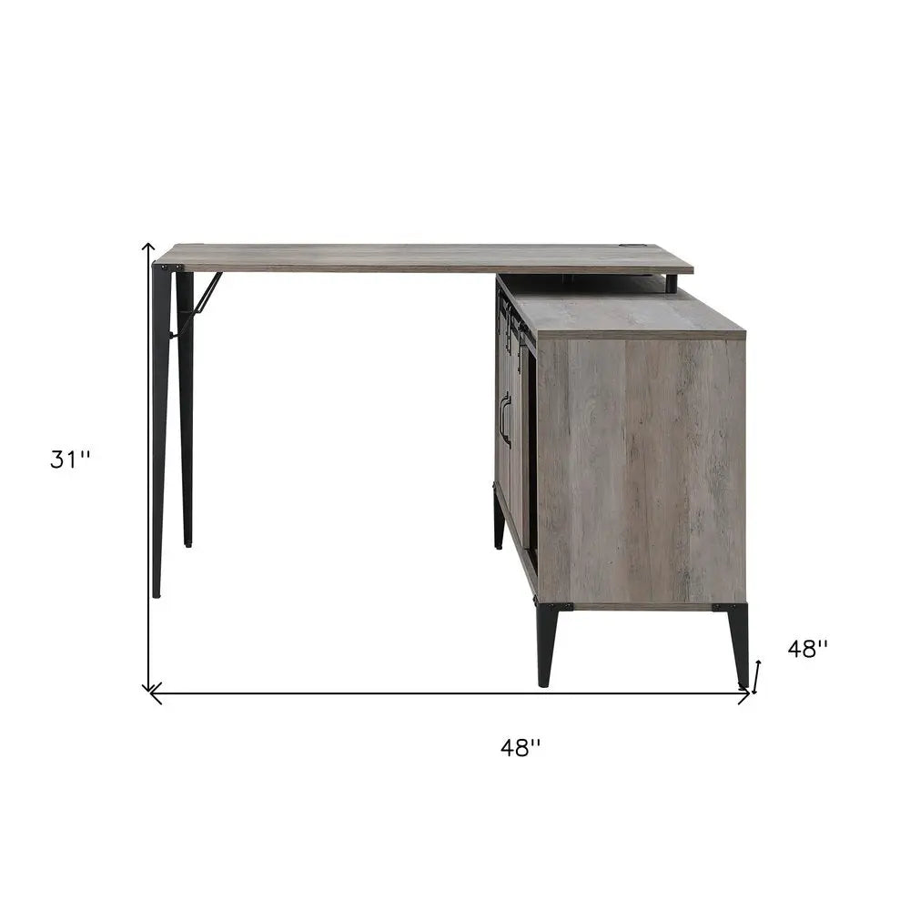 48" Gray and Black L Shape Writing Desk HomeRoots