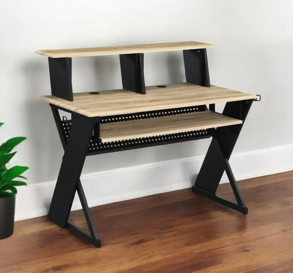 47" Natural and Black Music Desk HomeRoots