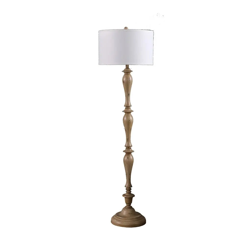 62" Brown And White Polyresin Floor Lamp With White Fabric Shade HomeRoots