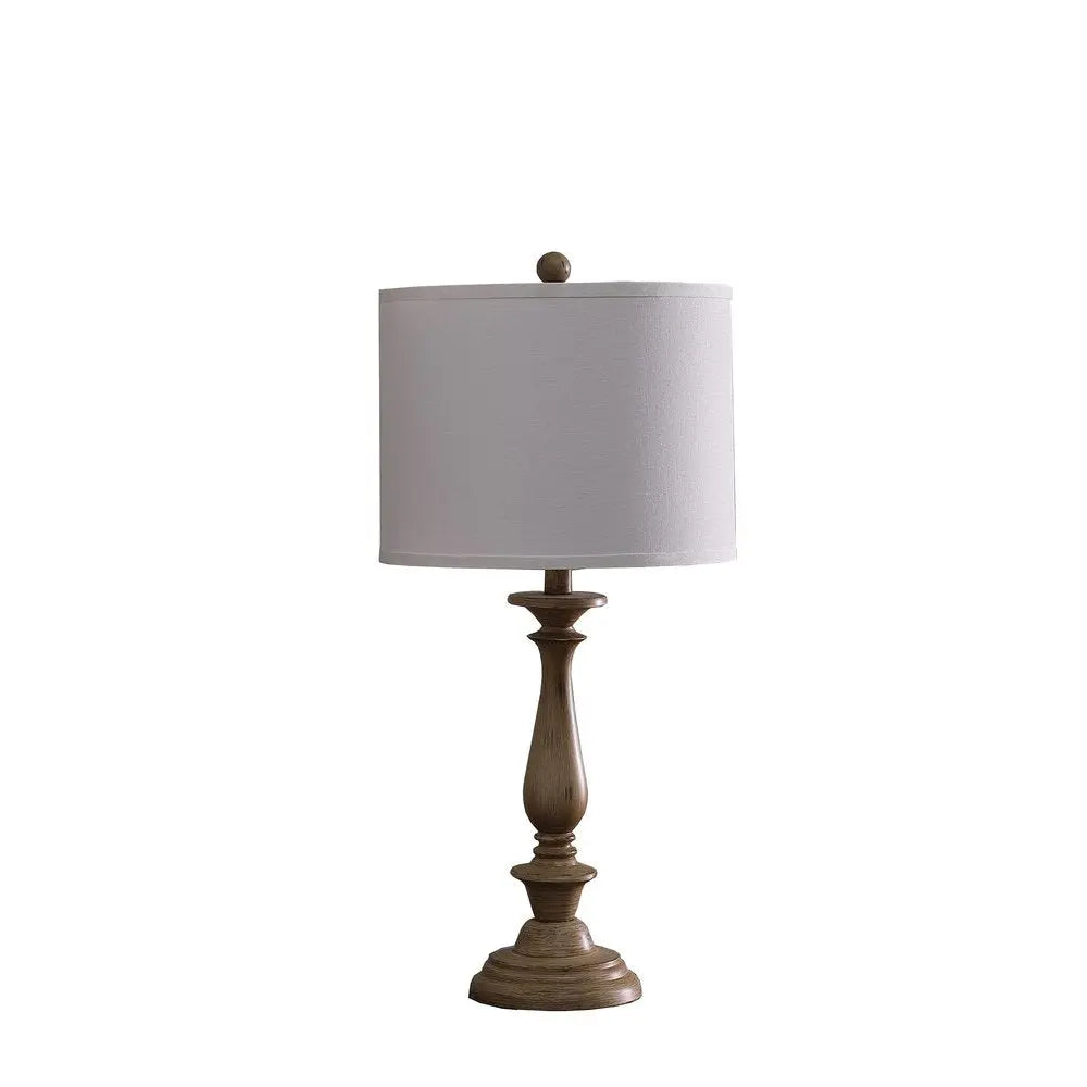 28" Rustic Taupe Cream Candlestick Table Lamp With White Shade HomeRoots