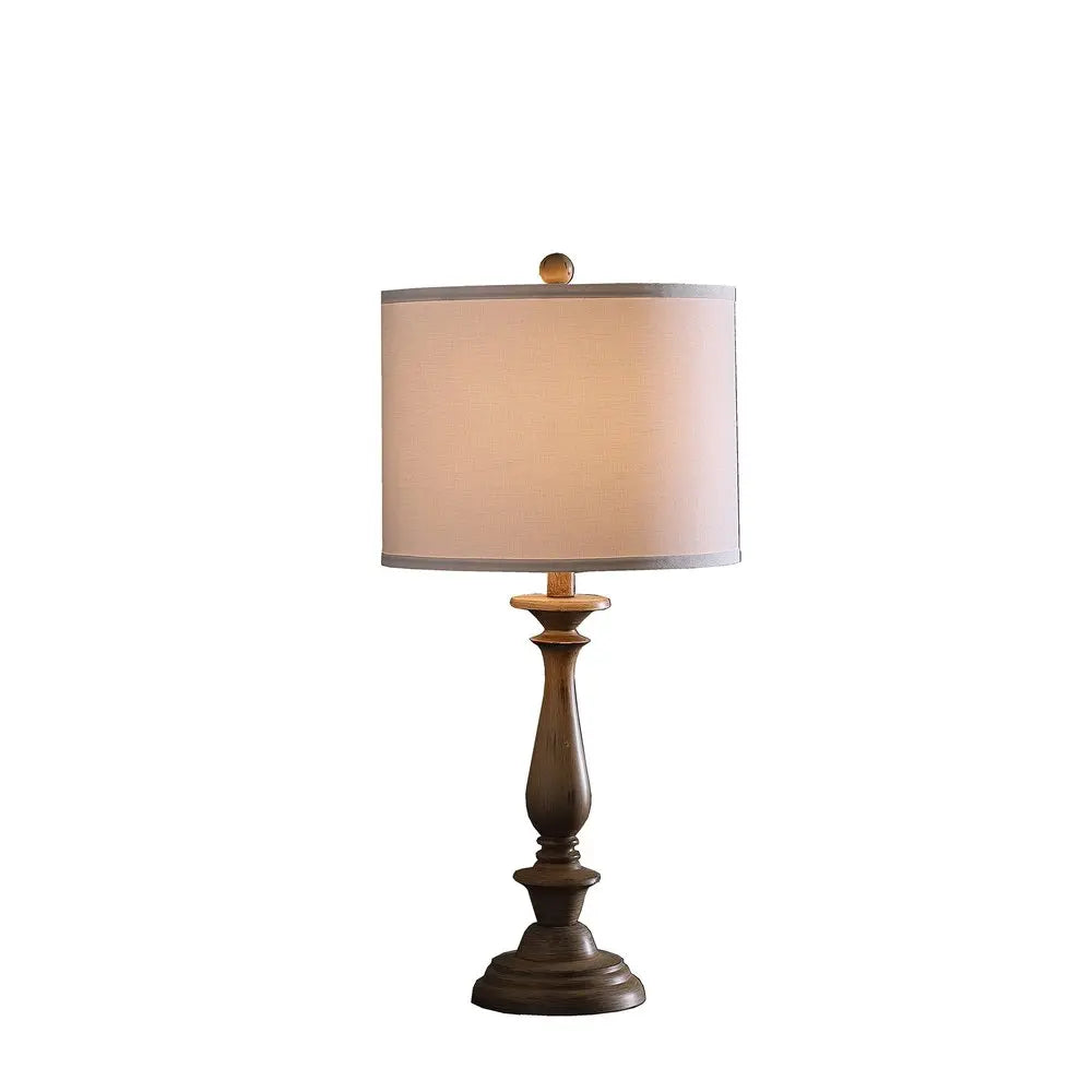 28" Rustic Taupe Cream Candlestick Table Lamp With White Shade HomeRoots