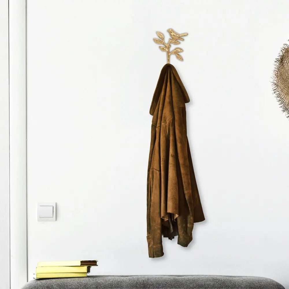 5" Antiqued Gold Cast Iron Bird Wall Hook - NOBLE HOME INTERIORS