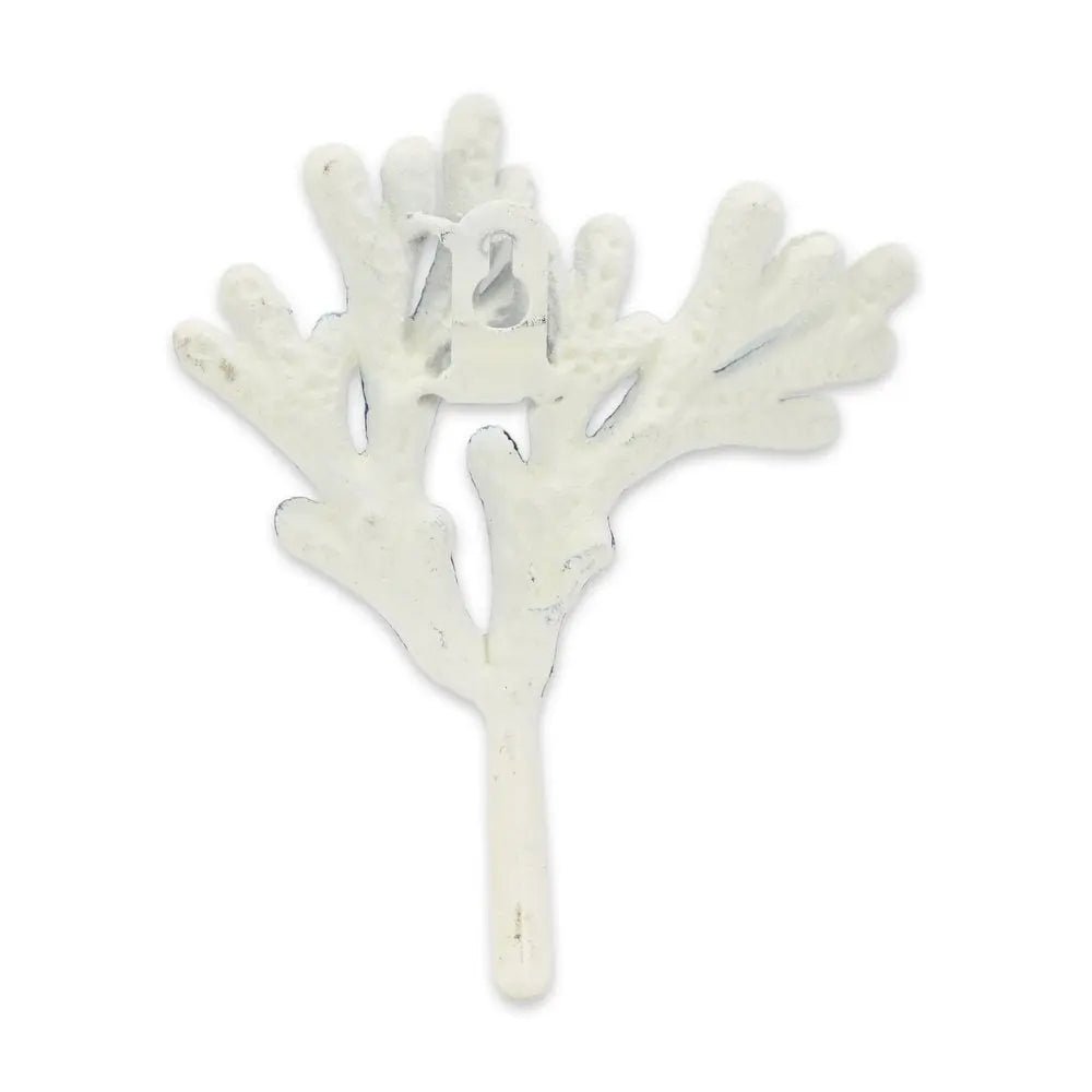 5" Blue And White Cast Iron Coral Wall Hook - NOBLE HOME INTERIORS