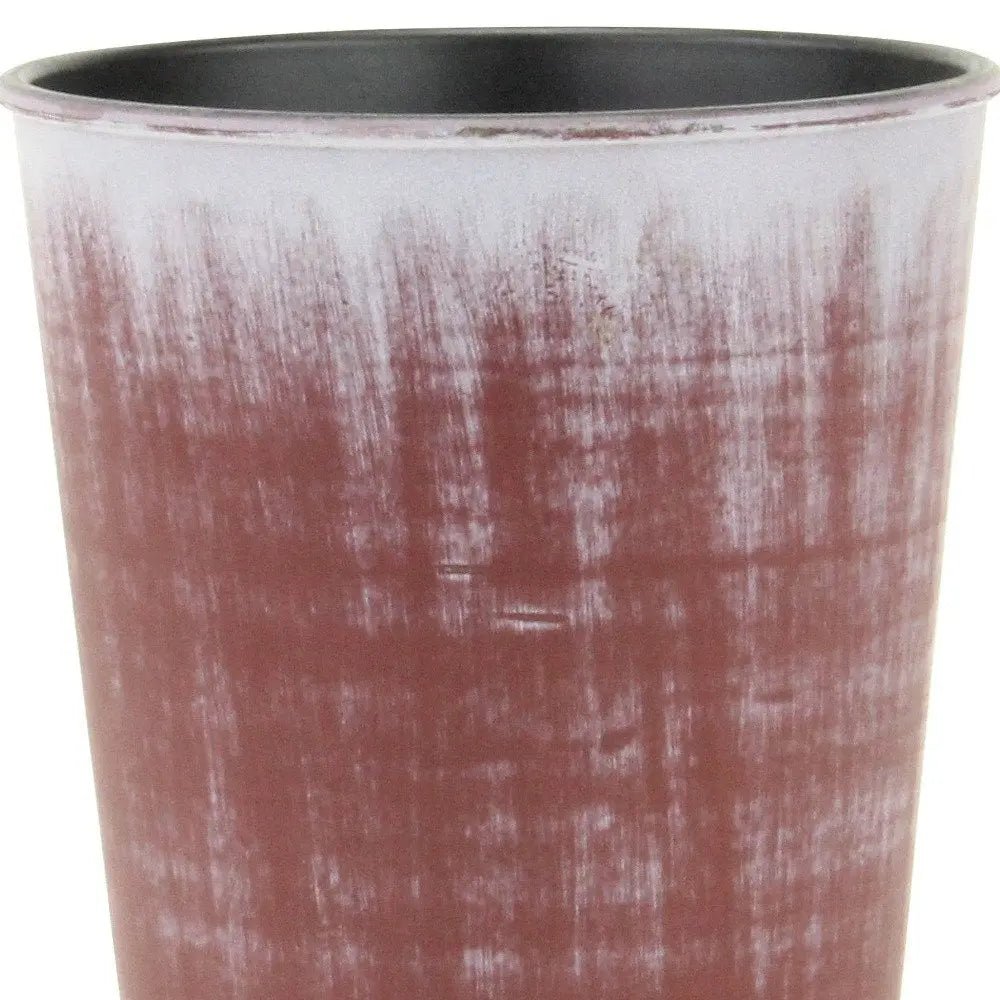 5" Brown and Ivory Textural Tone On Tone Recycled Plastic Indoor Outdoor Round Pot Planter - NOBLE HOME INTERIORS