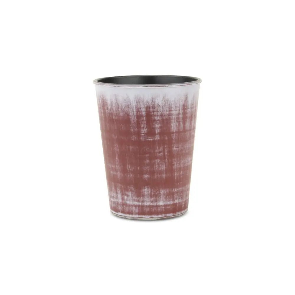 5" Brown and Ivory Textural Tone On Tone Recycled Plastic Indoor Outdoor Round Pot Planter - NOBLE HOME INTERIORS