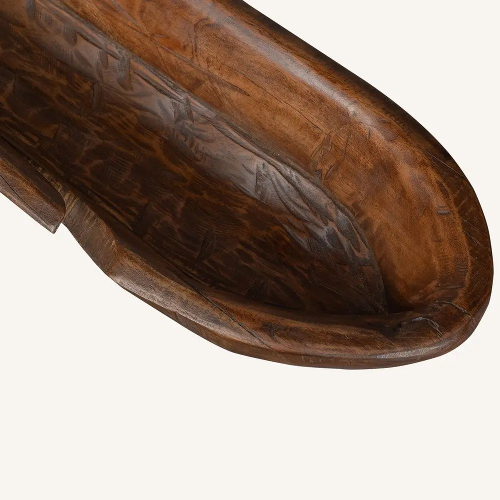 5" Brown And Natural Abstract Solid Wood Table Vase With Sculptural Details - NOBLE HOME INTERIORS