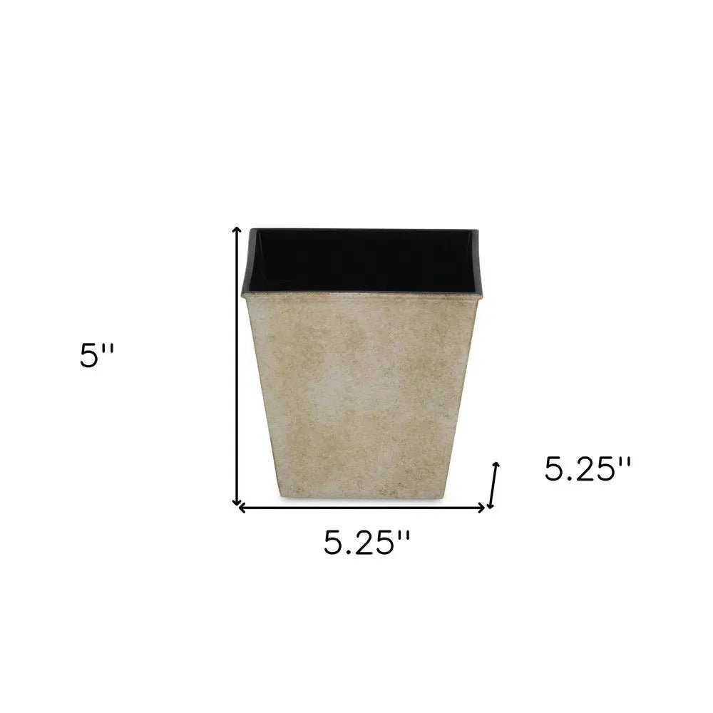 5" Cream Recycled Plastic Indoor Outdoor Square Pot Planter - NOBLE HOME INTERIORS