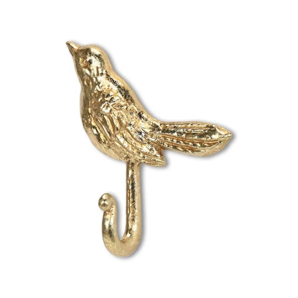 5" Gold Cast Iron Bird Wall Hook - NOBLE HOME INTERIORS
