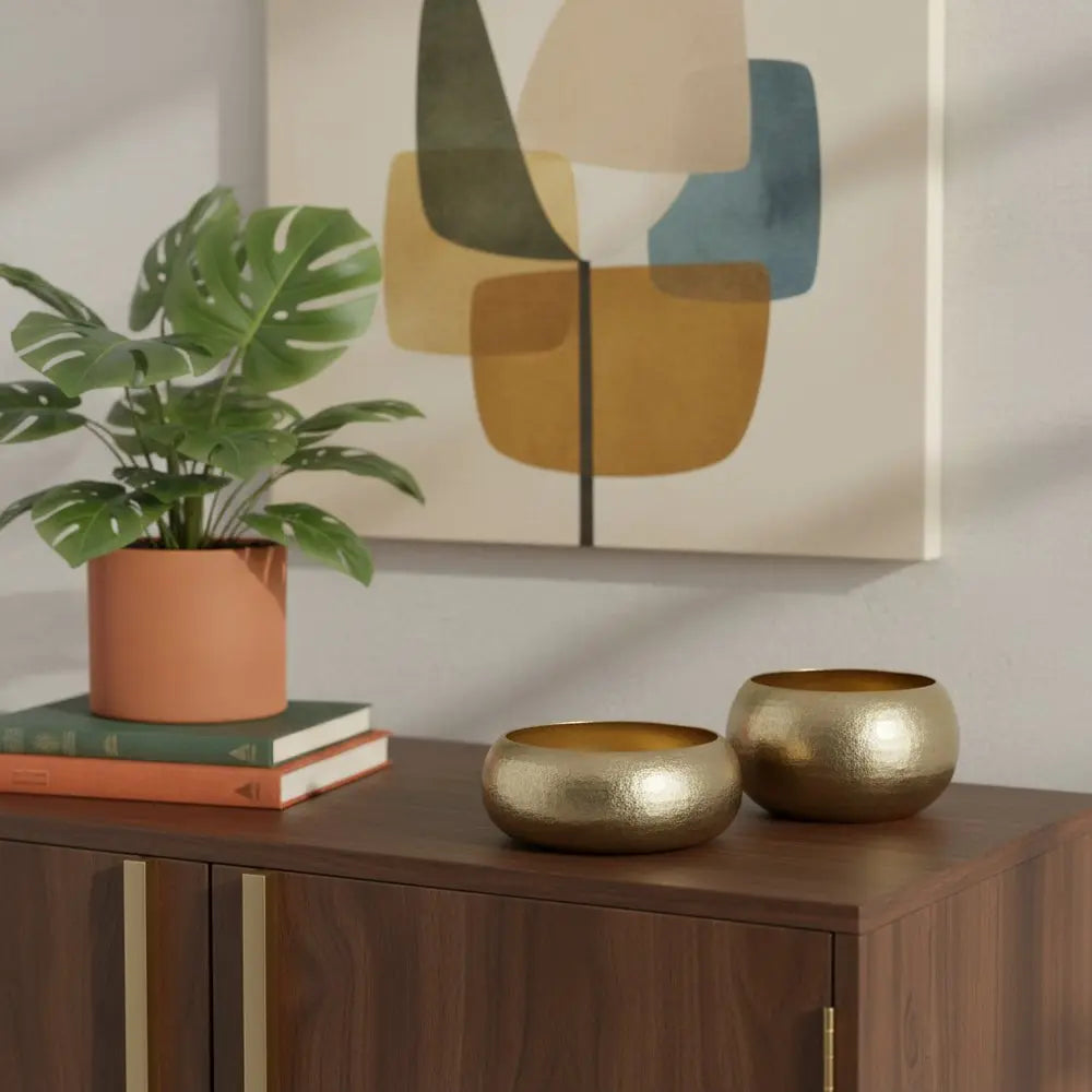 5" Gold Round Aluminum Table Vase - NOBLE HOME INTERIORS