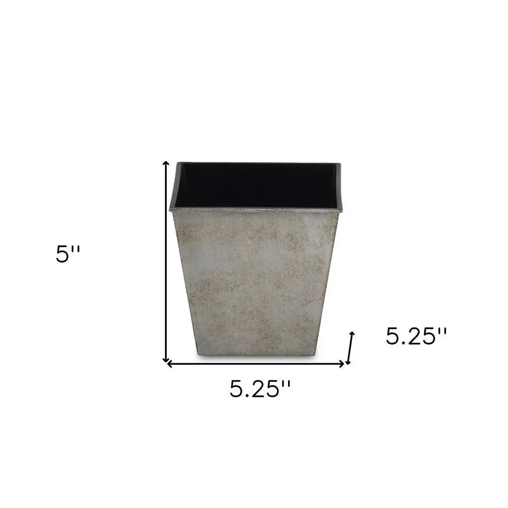 5" Gray Recycled Plastic Indoor Outdoor Square Pot Planter - NOBLE HOME INTERIORS