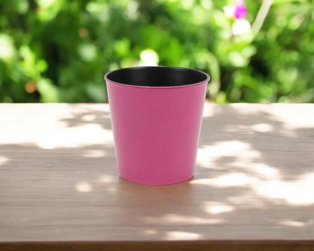 5" Hot Pink Recycled Plastic Indoor Outdoor Round Pot Planter - NOBLE HOME INTERIORS