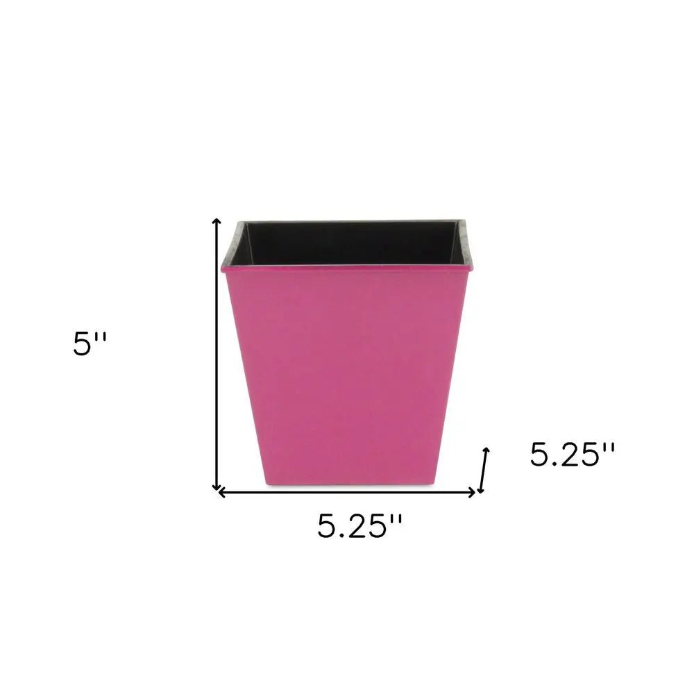 5" Hot Pink Recycled Plastic Indoor Outdoor Square Pot Planter - NOBLE HOME INTERIORS