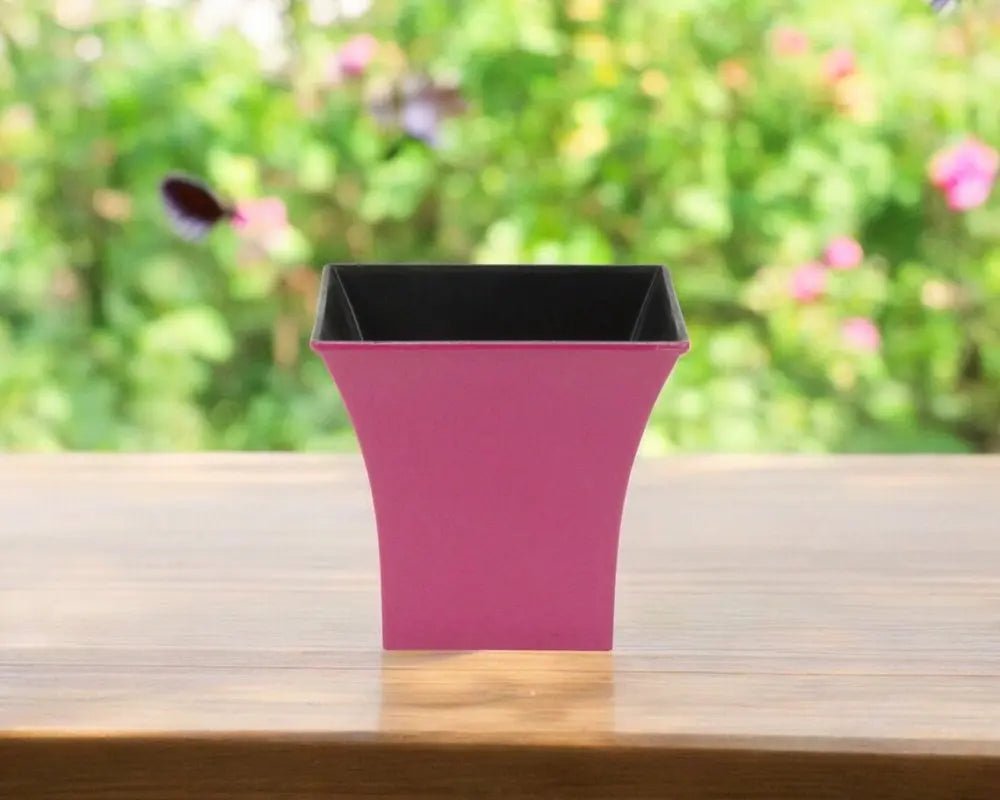 5" Hot Pink Recycled Plastic Indoor Outdoor Square Pot Planter - NOBLE HOME INTERIORS