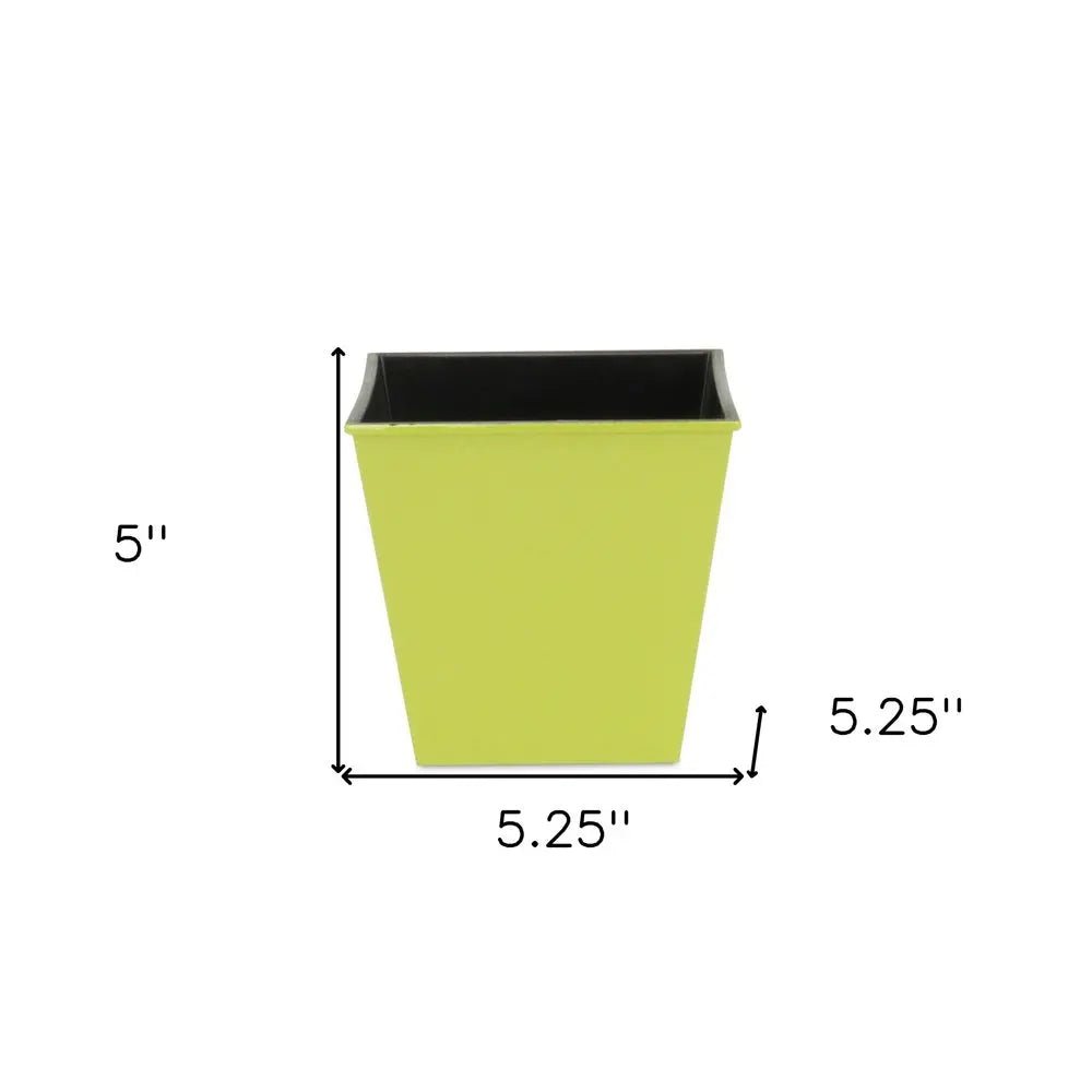 5" Lime Green Recycled Plastic Indoor Outdoor Square Pot Planter - NOBLE HOME INTERIORS