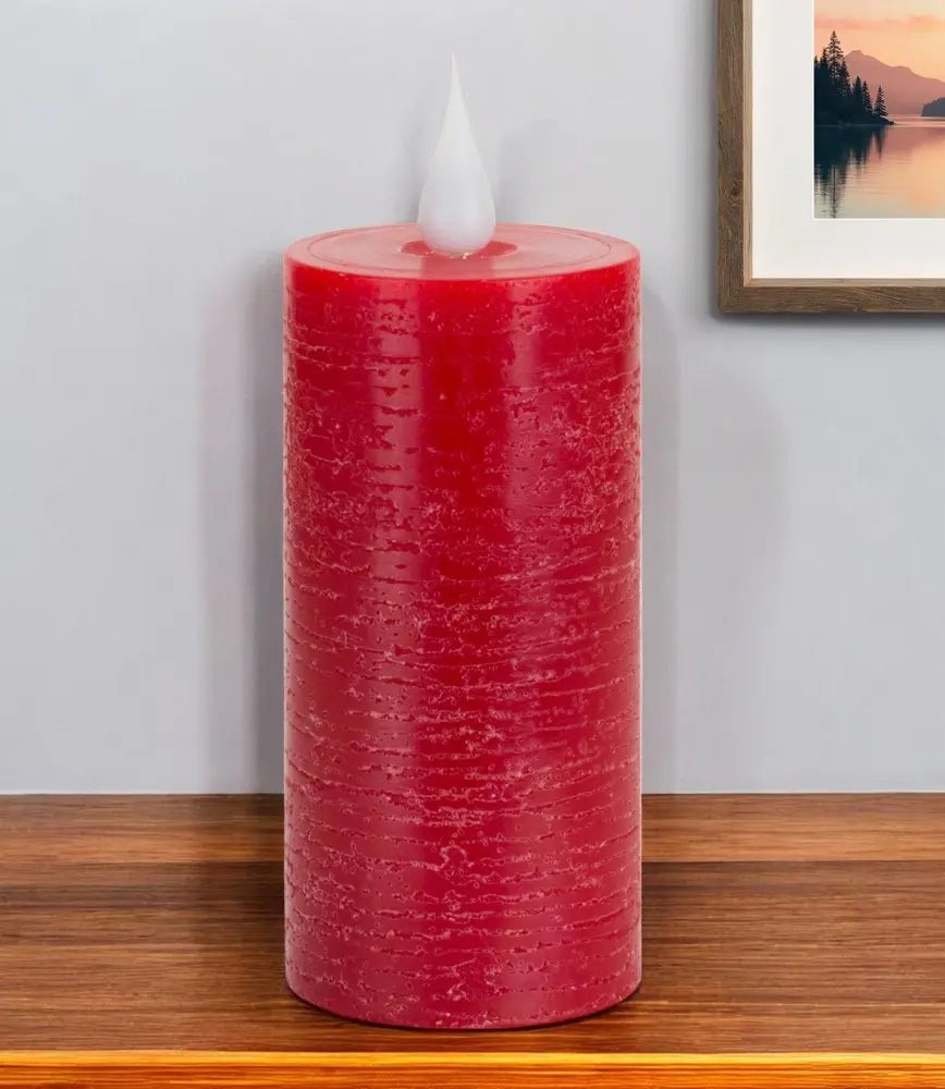 5" Red Flameless Pillar Candle - NOBLE HOME INTERIORS