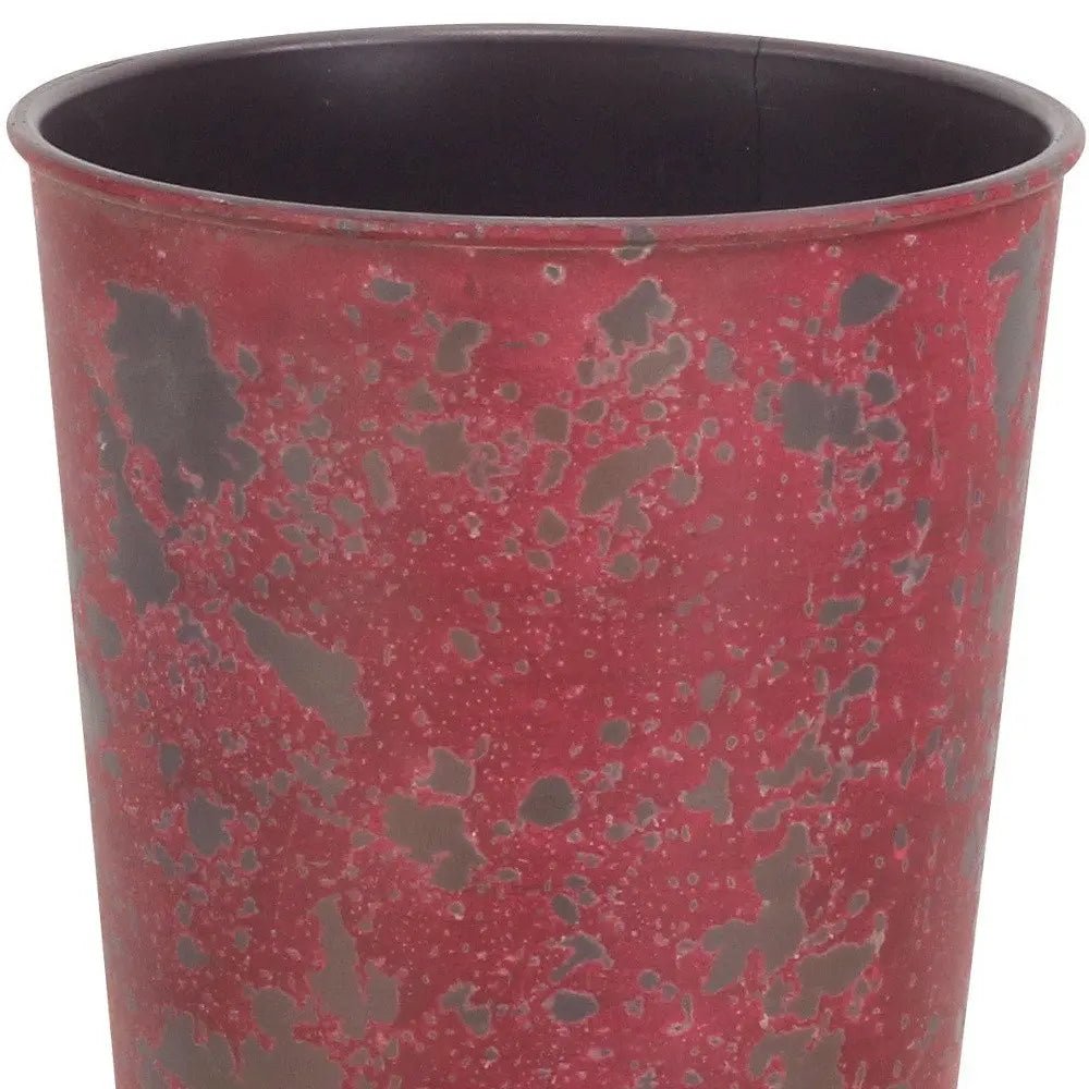 5" Red Recycled Plastic Indoor Outdoor Round Pot Planter - NOBLE HOME INTERIORS