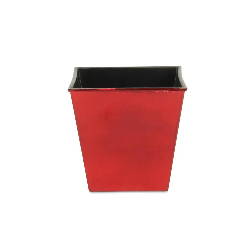 5" Red Recycled Plastic Indoor Outdoor Square Pot Planter - NOBLE HOME INTERIORS