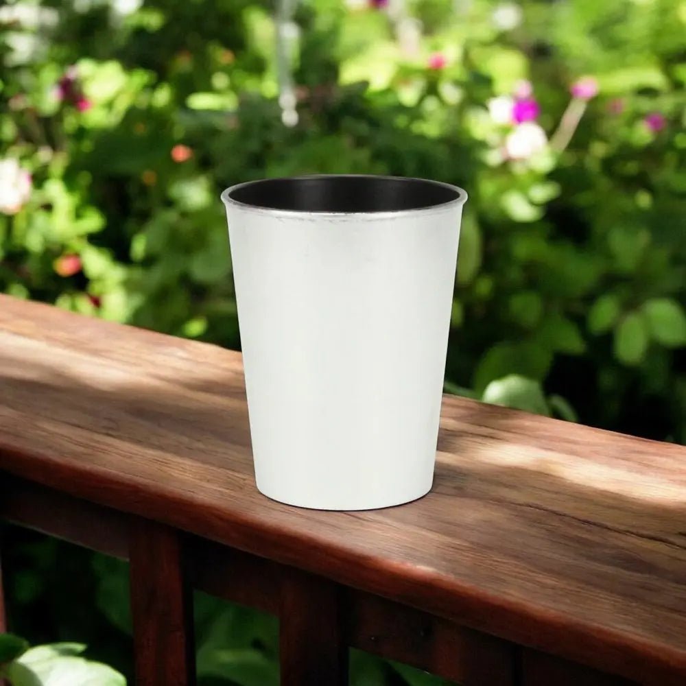 5" Silver Recycled Plastic Indoor Outdoor Round Pot Planter - NOBLE HOME INTERIORS