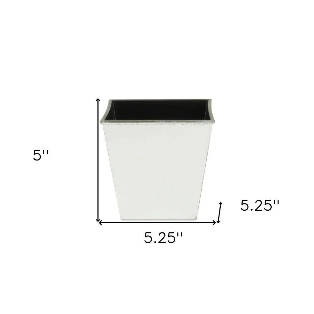 5" Silver Recycled Plastic Indoor Outdoor Square Pot Planter - NOBLE HOME INTERIORS