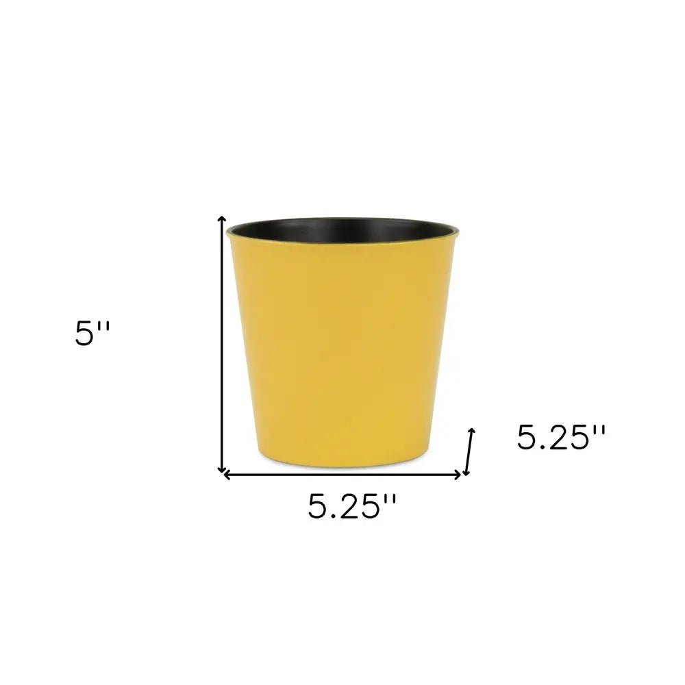 5" Yellow Recycled Plastic Indoor Outdoor Round Pot Planter - NOBLE HOME INTERIORS