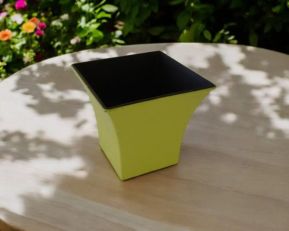 5" Yellow Recycled Plastic Indoor Outdoor Square Pot Planter - NOBLE HOME INTERIORS