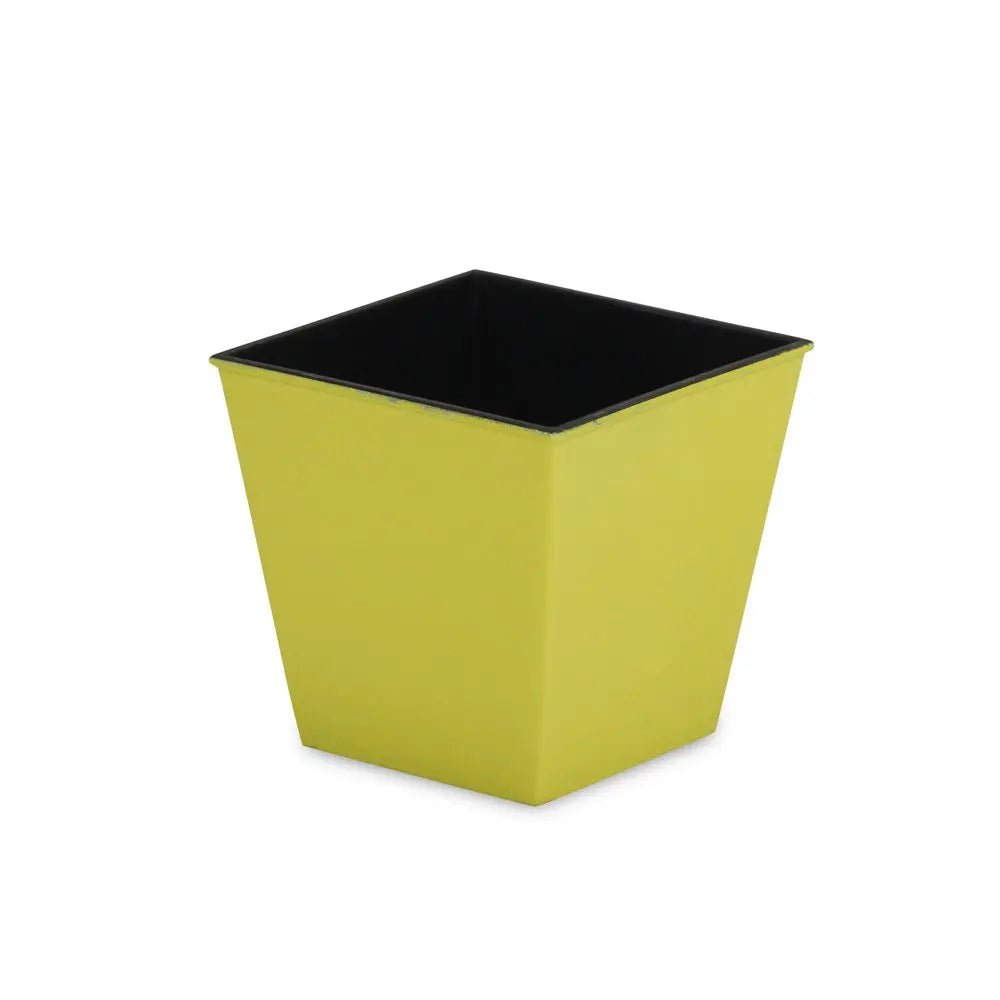 5" Yellow Recycled Plastic Indoor Outdoor Square Pot Planter - NOBLE HOME INTERIORS