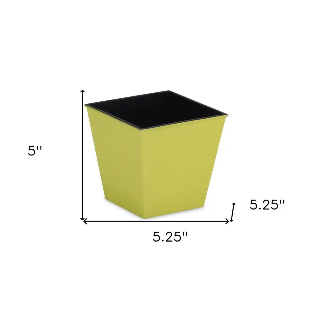 5" Yellow Recycled Plastic Indoor Outdoor Square Pot Planter - NOBLE HOME INTERIORS