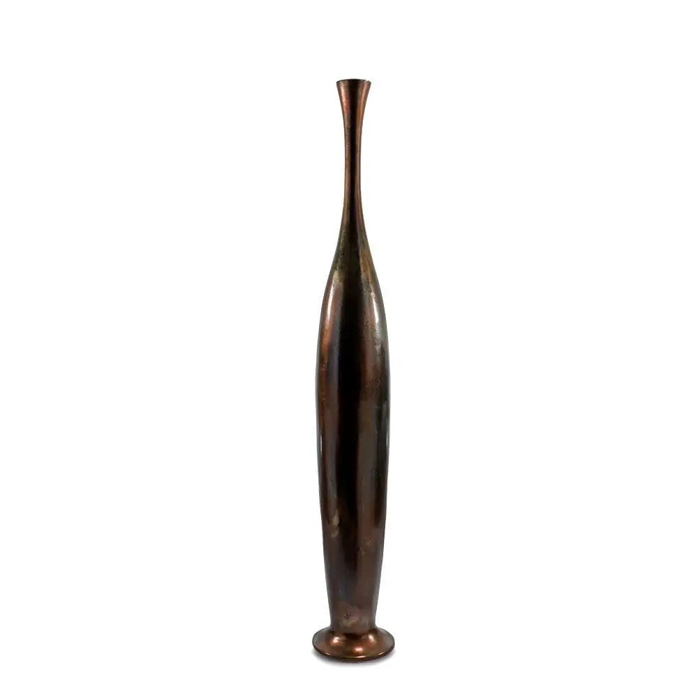 50" Burnished Brown Aluminum Floor Vase - NOBLE HOME INTERIORS