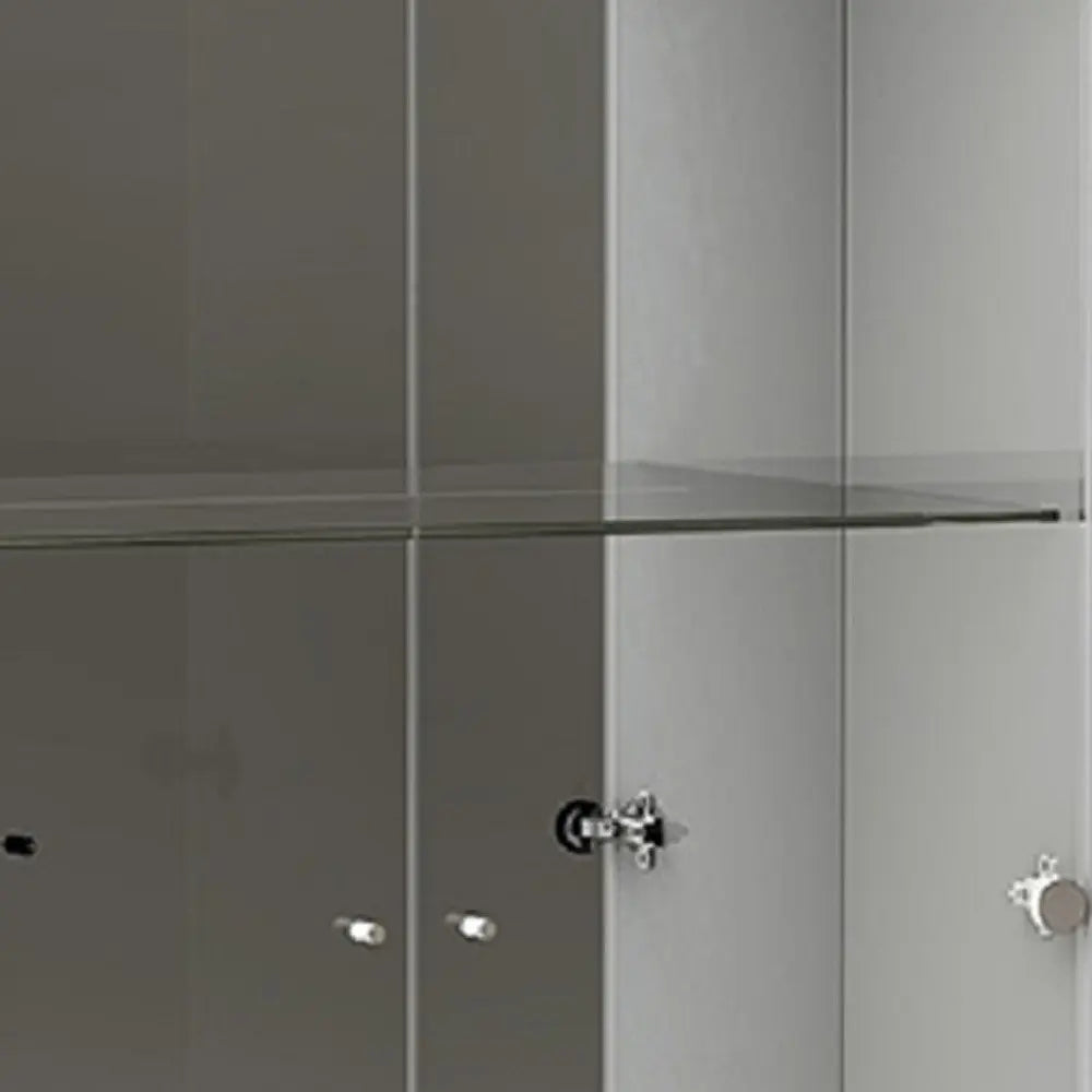 50" White and Silver Wood Curio Cabinet With Two Doors And One Drawer - NOVA HOME FURNITURE