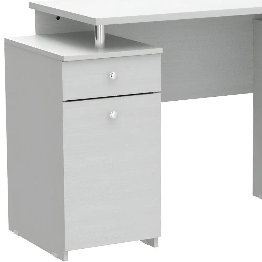 51" White Computer Desk With Five Drawers - NOBLE HOME INTERIORS