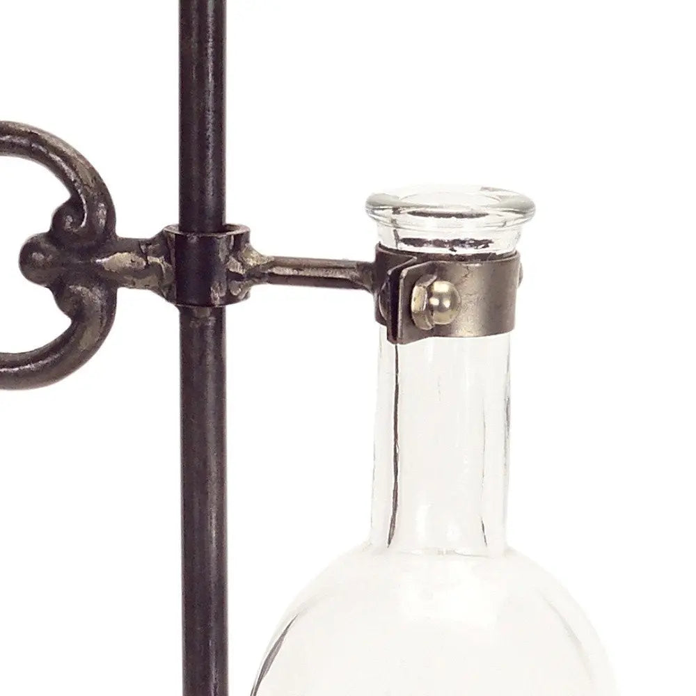 Set of Two Clear and Black Metal and Glass Apothecary Jar HomeRoots