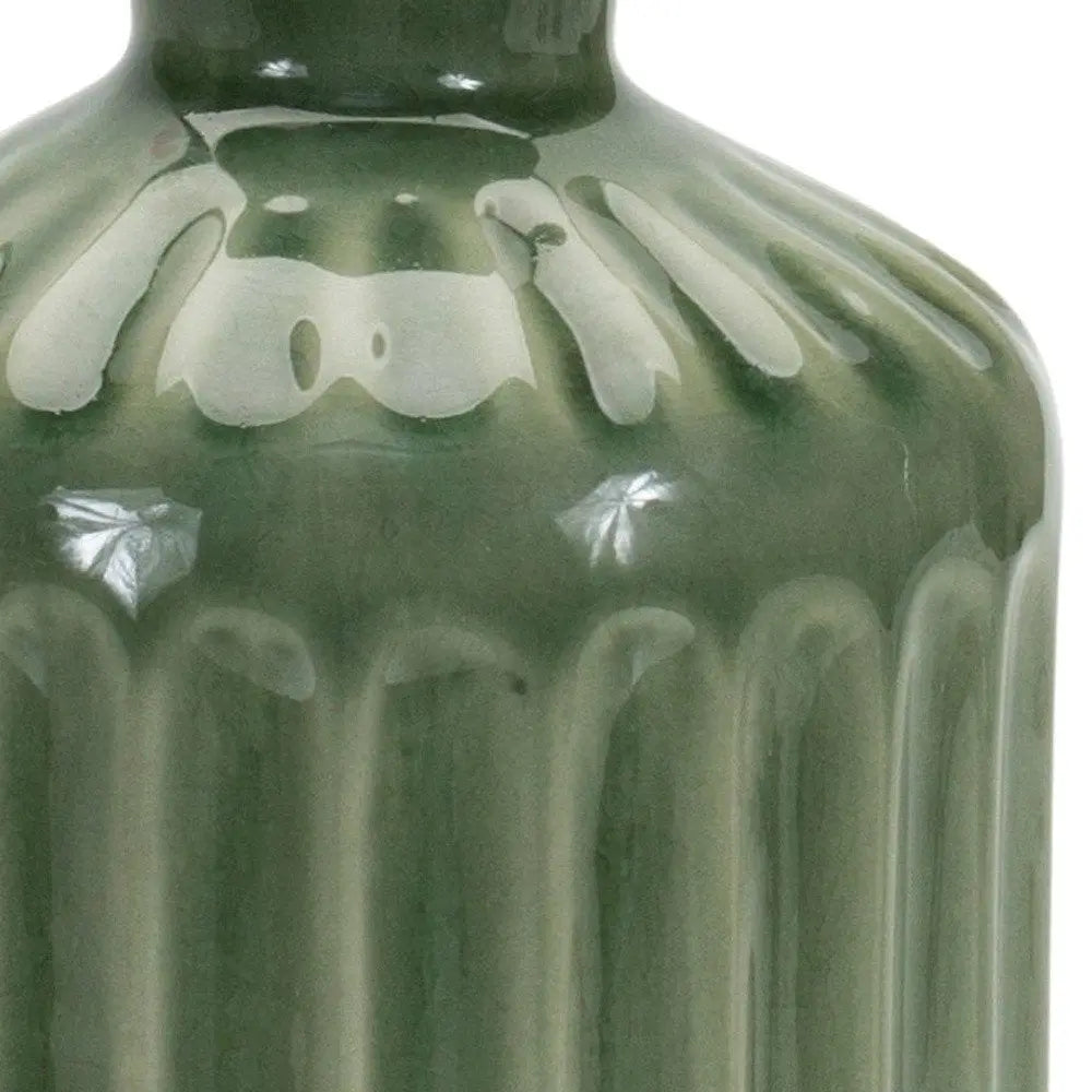 7" Green Terracotta Striped Bud Table Vase HomeRoots