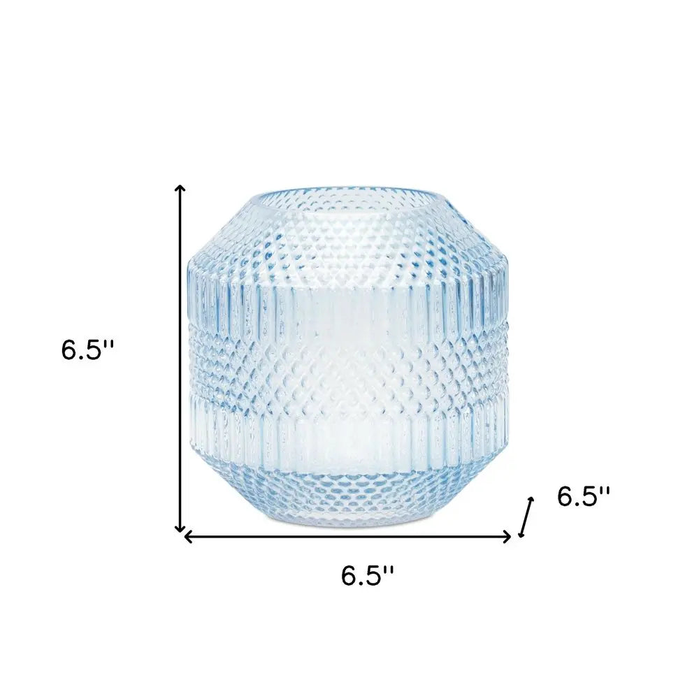 7" Pale Blue Geometric Cylinder Glass Table Vase HomeRoots