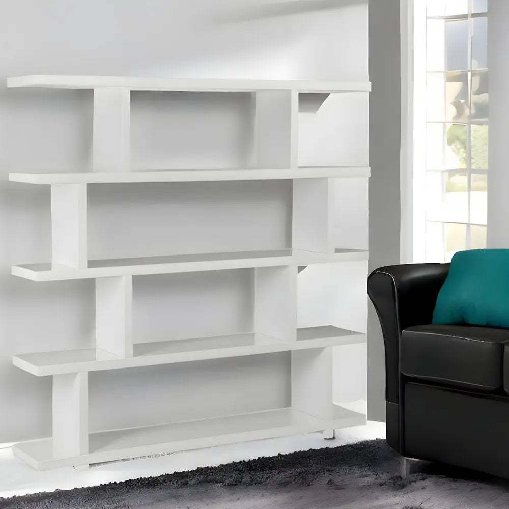 White Wood Five Tier Bookcase HomeRoots