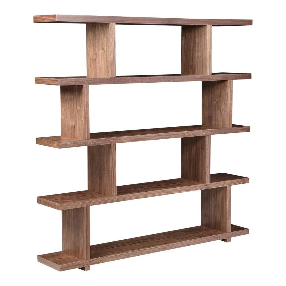 Brown And Natural Wood Five Tier Bookcase HomeRoots