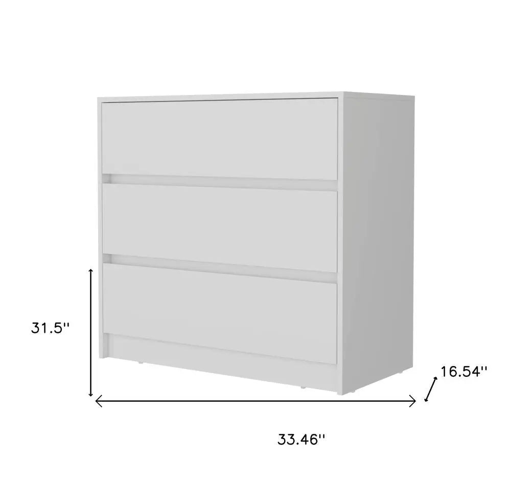33" White Three Drawer Dresser HomeRoots