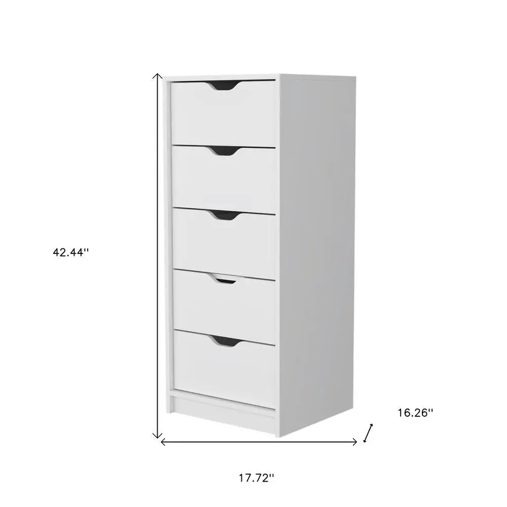 18" White Five Drawer Dresser HomeRoots