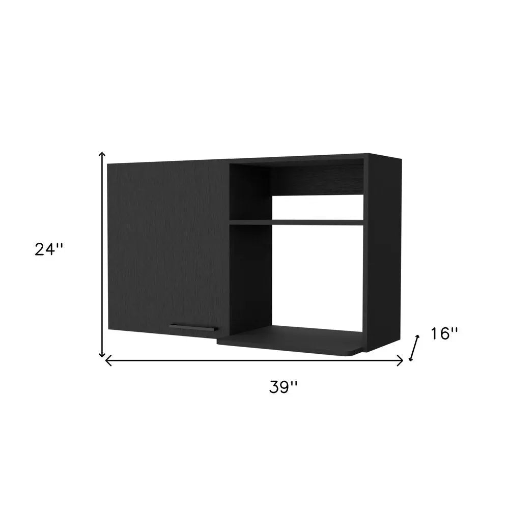 39" Black Accent Cabinet With Two Shelves HomeRoots