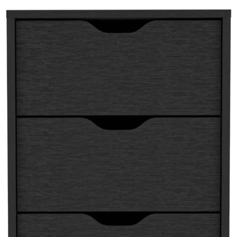 18" Black Charcoal Manufactured Wood Five Drawer Tall and Narrow Dresser HomeRoots