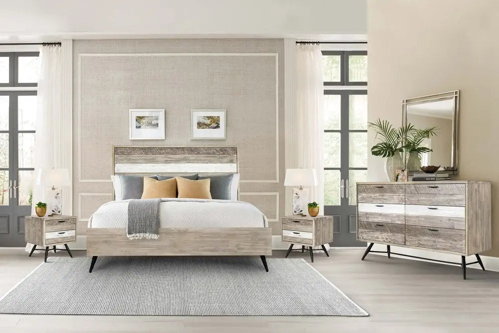 63" Natural and Ivory Solid Wood Six Drawer Double Dresser HomeRoots