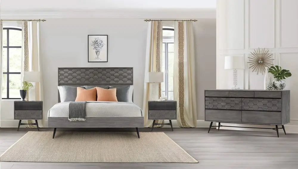 61" Gray Solid Wood Six Drawer Double Dresser HomeRoots