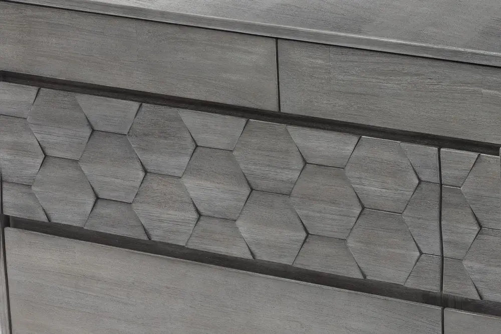 61" Gray Solid Wood Six Drawer Double Dresser HomeRoots