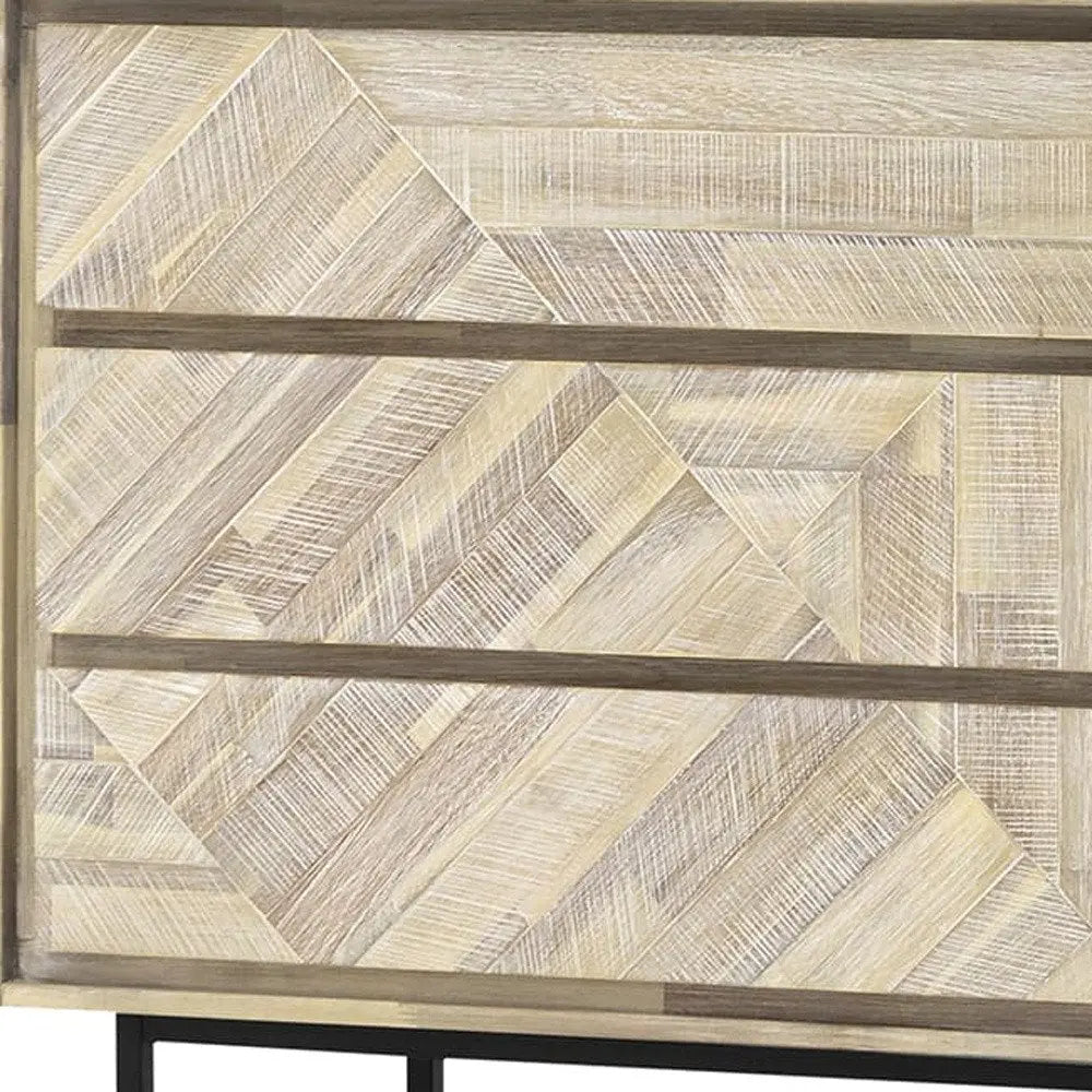 61" Natural Solid Wood Six Drawer Double Dresser HomeRoots