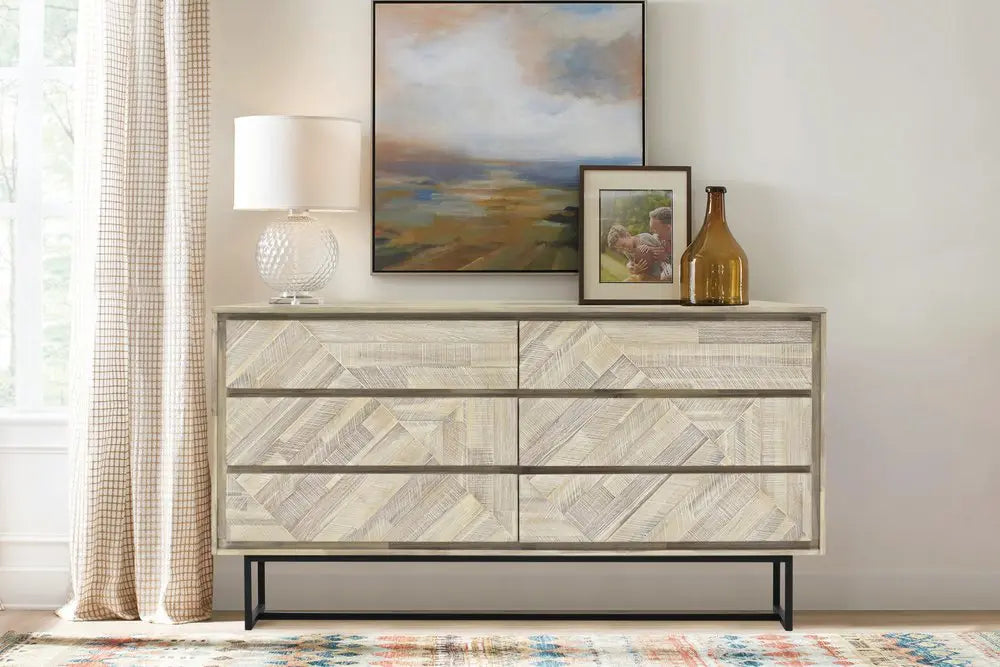 61" Natural Solid Wood Six Drawer Double Dresser HomeRoots