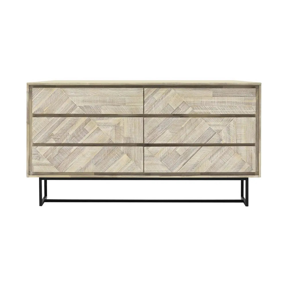 61" Natural Solid Wood Six Drawer Double Dresser HomeRoots