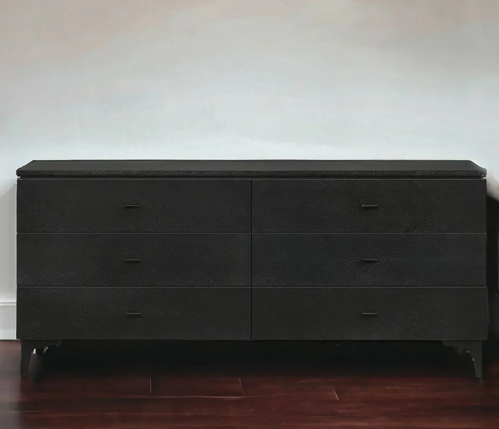 63" Black Six Drawer Double Dresser HomeRoots